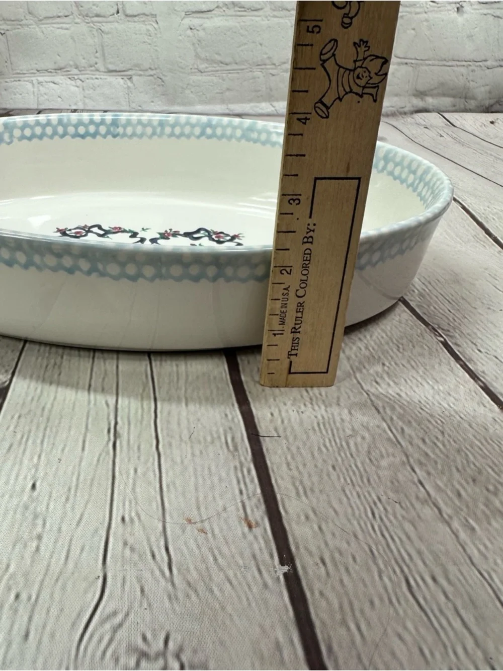 vtg 90s casserole baking dish Cottagecore spongeware rim farmhouse country
